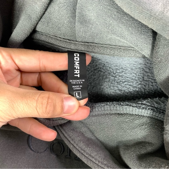 Comfrt Signature Fit Hoodie Mens Large Gray Embroidered Pullover Sweatshirt - Picture 7 of 12